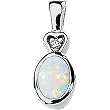14K White Gold Opal and Diamond Pendant