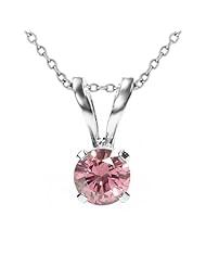 Beautiful 0.40 Carat Pink Diamond & 14K White Gold Pendant With 18" Gold Chain