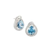 Sterling Silver Fancy Pear Cut Aqua Cubic Zirconia Earrings by Crislu