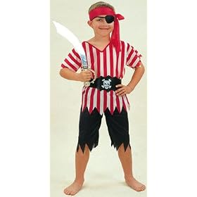 Pirate Boys Stripey Fancy Dress Costume age 3-4 years