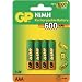 GP 600mAh AAA NiMH Rechargeable Batteries 4 Pack
