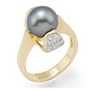 Tahitian Black Pearl Ring with Diamonds in 14K Yellow Gold