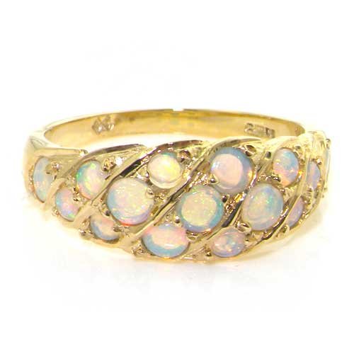 18K Yellow Gold Ladies Opal Band Ring - Free Delivery - Finger Sizes L to Z Available