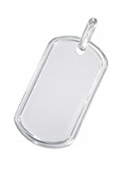 Italian Silver Raised Border Small Plain Dog Tag Pendant 1.5"