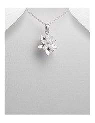 Flower CZ Pendant Necklace In 92.5 Sterling Silver