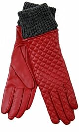 Quilted Glove with Knit Cuff Red