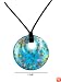 Necklace - N72 - Murano Glass Style - Round Shape ~ Blue with Flecks
