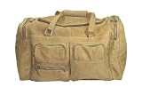 Glanor Distressed Boot Rugged Buffalo Leather Multi-Pocket Duffle Gym Bag Tan