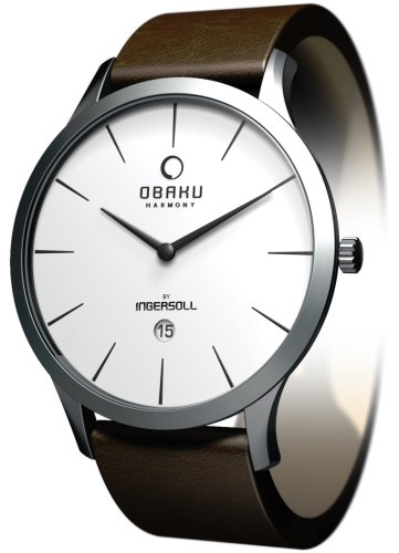 Obaku Harmony - V112GCIRN - Herrenarmbanduhr mit Lederband