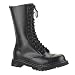 MENS Gothic Mid Calf Boots Single Sole Low Heel 14 Eyelet Black Leather Calf Boot Steel Toe