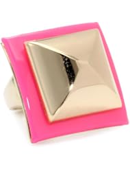 Ted Rossi "Extreme Neon" Neon Patent Square Pyramid Pink Adjustable Ring