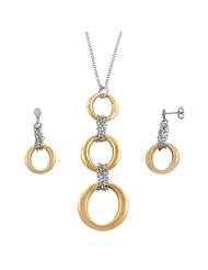 Sterling Silver Dangling Oval Shapes Earring and Necklace Set