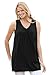 Woman Within Women's Plus Size Perfect Sleeveless Shirred V-Neck Tunic - 2X, Black