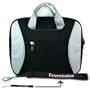 Kroo TAG 2-Tone Nylon Carrying Case Puch for Panasonic DVD-LS86 Portable 8.5" DVD Player (Black/Silver) + DETERMINATION HAND STRAP