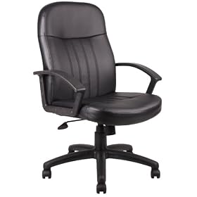 Boss B8106 Executive Chair, BlackBlack Leather Mid Back Executive Chair
