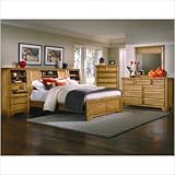 Bundle-06 Casual Home Bookcase Bedroom Set in Warm Casual Oak Size: King