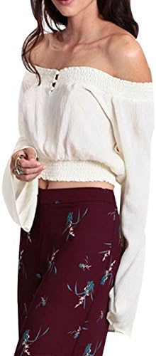 HYGY Women's Sexy Summer Off Shouler Elastic Waist Cropped Blouse