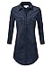 JJ Perfection Women's Plus Size 3/4 Sleeve Chambray Denim Button Down Midi Dress