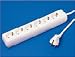 Multi-prises 6 voies standard blanche 1,50m