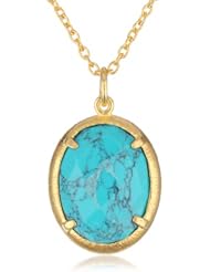 Argento Vivo Gold-Tone Oval Turquoise Pendant Necklace, 18"