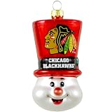 NHL Chicago Blackhawks Blown Glass Top Hat Snowman Ornament