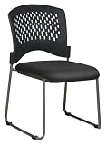 Titanium Finish Sled Base Visitors Chair with Plastic Wrap Around Back and Fabric Seat By Office Star