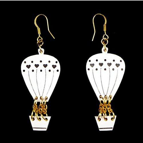 Hot Air Balloon Earrings, Hot Air Balloon Jewelry, White Ear Balloon Earrings, Laser Cut Earrings, Cute Earring