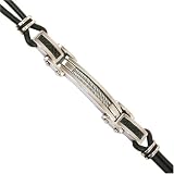 Stainless Steel and Black Rubber Carbon Fiber and Cable Rope ID Bracelet in a Gift Box by Bucasi