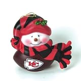 2 NFL Kansas City Chiefs Musical Light-up Snowman Christmas Ornaments 2.75"