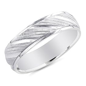 14K White Gold 6mm Comfort fit Men's Wedding Band: Jewelry