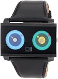 THE ONE Spinning Wheel AN05G03 Black Leather Strap Dual Time Watch