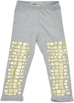 DOKI Little Girls' Spring and Autumn Golden Squares Printed Leggings 6 Grey