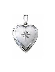14k White Gold Heart Locket 1/2 inch x 1/2 inch