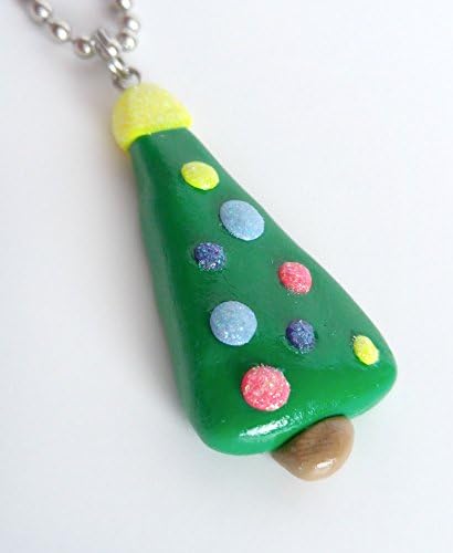 Christmas Tree Glitter Necklace - Handmade Polymer Clay