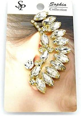 Crystalbella Fashion Celebrity Style Iced Out Ear Cuff Rhinestone With 8Mm Stud Earrings
