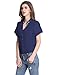 E.JAN1ST Women's V Neck Blouse Top Chiffon Short Ruffle Sleeve Button Down Shirt