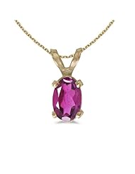 Birthstone Company 14k Yellow Gold Oval Pink Topaz Pendant with 18" Chain