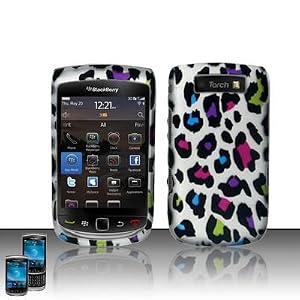 Blackberry Torch 9800 9810 (AT&T) - Rubberized Design Case Cover Protector - Colorful Leopard (free ESD Shield Bag)