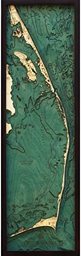 Outer Banks 3-D Nautical Wood Chart 13.5 X 43