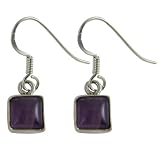 Boucles d'oreilles - Am�thystes carr�es sur pendants en argent