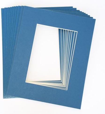 Pack of 25 sets of 8x10 BLUE Picture Mats Mattes Matting for 5x7 Photo + Backing + Bags
