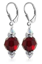 Round Garnet Swarovski Crystal Dangle Earrings