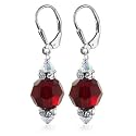 SCER266 Made with Swarovski Elements® 10mm Faceted Round Garnet Crystal .