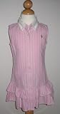 Ralph Lauren Girls Sleeveless Button Up Dress with Ruffle Tiers and Multi-colored Polo Pony Logo