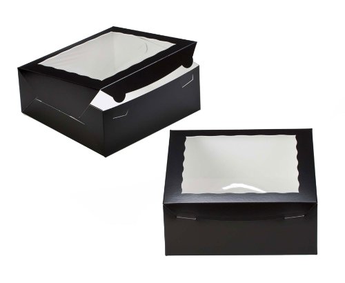 Dress My Cupcake Window Cupcake Box with Lid and Holder for 6 Standard Cupcakes, Black/White, Set of 100