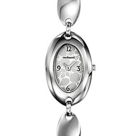 Cacharel - Montre Femme Acier - CN5204AN - Quartz Analogique - Ovale - Cadran Argent motif Fleurs - Bracelet Acier