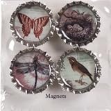 Set of 4 Round Metal Bottle Cap Shape Magnets