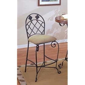 Set of 2 Brushed Gold Finish Metal Bar Stools - 29 Seat Height by AtHomeMart