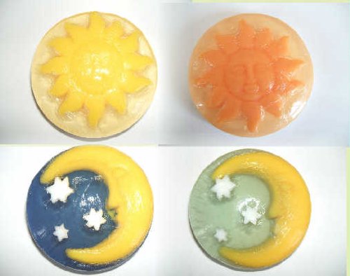 4 Glycerin Soaps, Moon's and Sun's