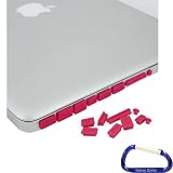 Gizmo Dorks Anti Dust Plug Cover (Pink) with Carabiner Key Chain for the Apple MacBook Pro Air 11 13 15